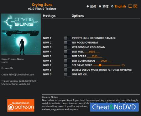 Crying Suns  Trainer +9 v1.0 64 Bit {FLiNG}