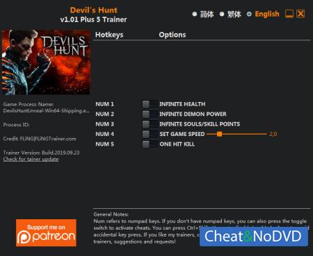 Devil's Hunt  Trainer +5 v1.01 {FLiNG}