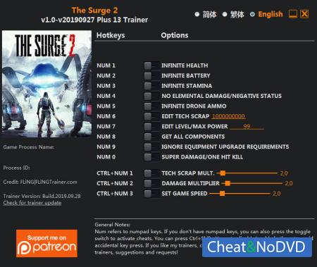 The Surge 2  Trainer +13 v27.09.2019 {FLiNG}