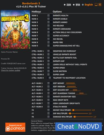 Borderlands 3  Trainer +30 v1.0.1 {FLiNG}