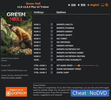 Green Hell  Trainer +14 v1.0.3 {FLiNG}