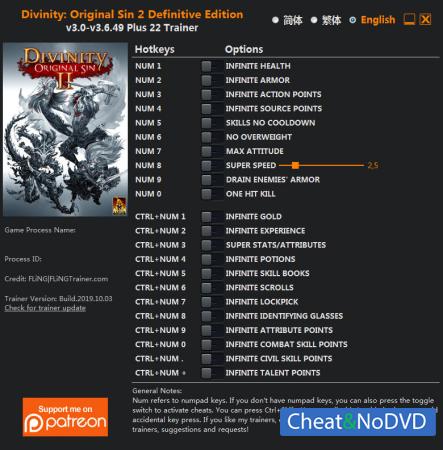 Divinity: Original Sin 2  Trainer +22 v3.6.49 {FLiNG}