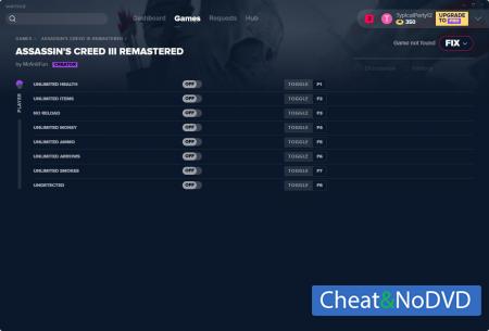 Assassin's Creed 3 Remastered  Trainer +8 v12.10.2019 {MrAntiFun}