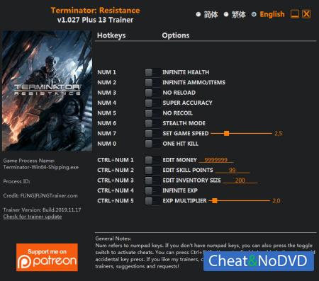 Terminator: Resistance  Trainer +13 v1.027 {FLiNG}