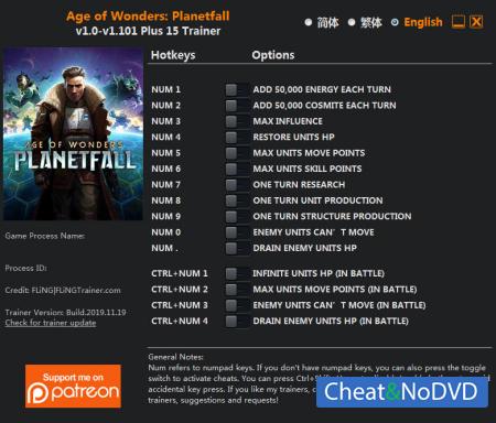 Age of Wonders: Planetfall  Trainer +15 v1.101 {FLiNG}