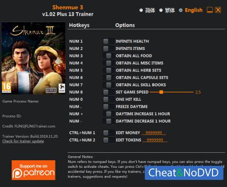 Shenmue 3  Trainer +13 v1.02 {FLiNG}