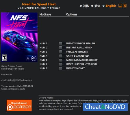 Need for Speed Heat  Trainer +7 v21.11.2019 {FLiNG}