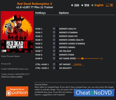 Red Dead Redemption 2  Trainer +11 v1207.77 {FLiNG}