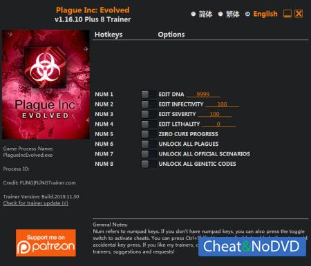 Plague Inc. Evolved  Trainer +8 v1.16.10 {FLiNG}