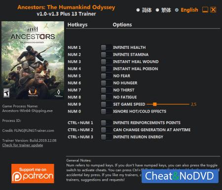 Ancestors: The Humankind Odyssey  Trainer +13 v1.3 {FLiNG}