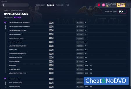 Imperator: Rome  Trainer +17 v06.12.2019 {MrAntiFun}