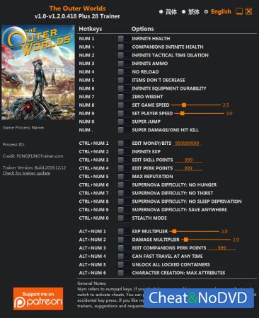 The Outer Worlds  Trainer +28 v1.2.0.418 {FLiNG}