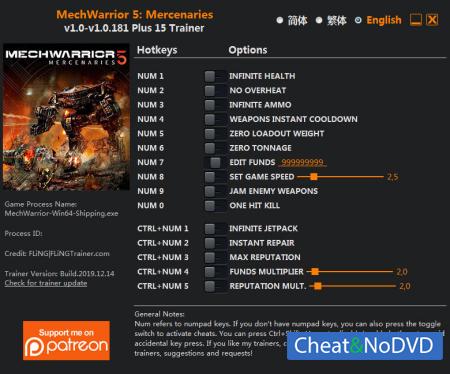 MechWarrior 5: Mercenaries  Trainer +15 v1.0.181 {FLiNG}