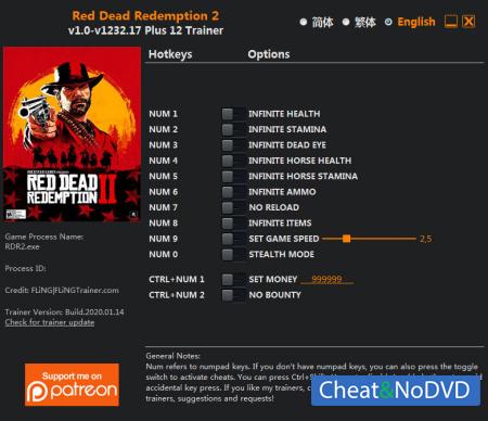 Red Dead Redemption 2  Trainer +12 v1232.17 {FLiNG}