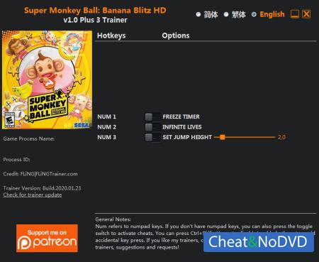 Super Monkey Ball: Banana Blitz HD  Trainer +3 v1.0 {FLiNG}