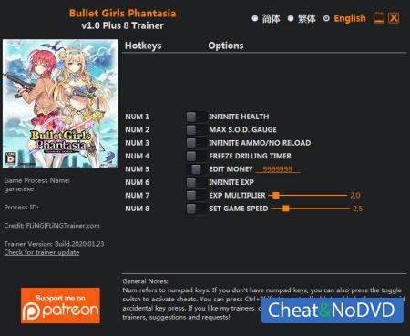 Bullet Girls Phantasia  Trainer +8 v1.0 {FLiNG}