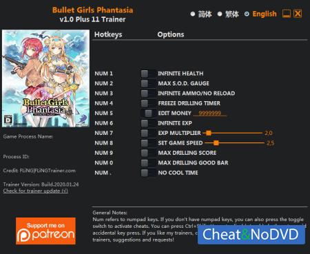 Bullet Girls Phantasia  Trainer +11 v1.0{FLiNG}