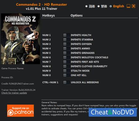 Commandos 2 - HD Remaster  Trainer +11 v1.01 {FLiNG}