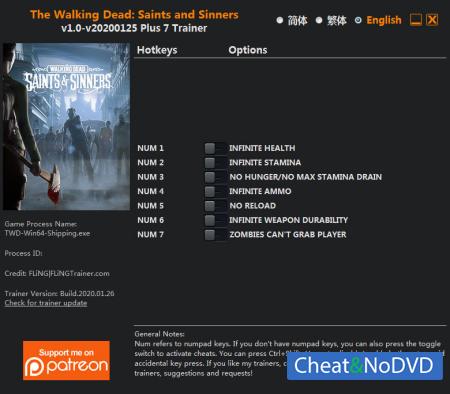 The Walking Dead: Saints and Sinners  Trainer +7 v2020.01.25 {FLiNG}