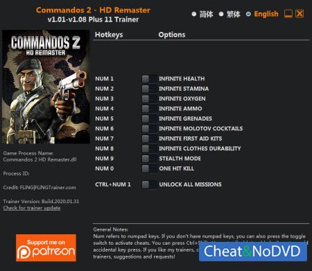 Commandos 2 - HD Remaster  Trainer +11 v1.08 {FLiNG}