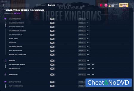 Total War: THREE KINGDOMS  Trainer +16 v04.02.2020 {MrAntiFun}