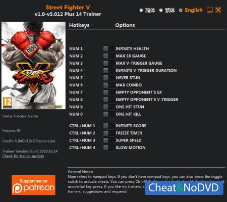 Street Fighter 5: Champion Edition  Trainer +14 v5.012 {FLiNG}