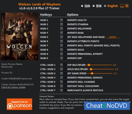 Wolcen: Lords of Mayhem  Trainer +17 v1.0.2.0 {FLiNG}