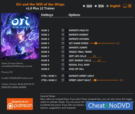 Ori and the Will of the Wisps  Trainer +12 v1.0 {FLiNG}