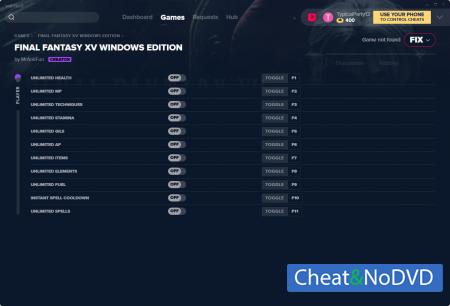 Final Fantasy XV  Trainer +17 v10.03.2020 {MrAntiFun}