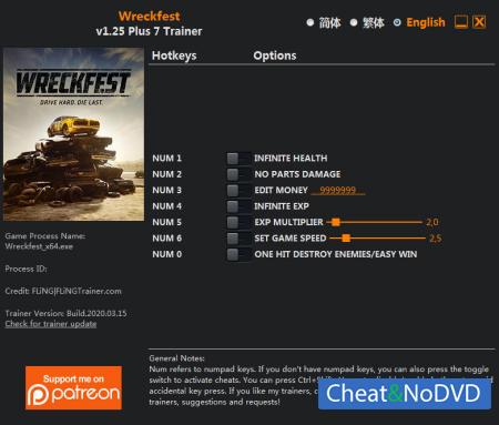 Wreckfest  Trainer +7 v1.25 {FLiNG}