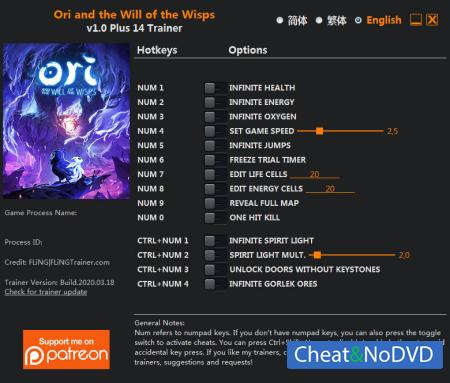 Ori and the Will of the Wisps  Trainer +14 v1.0 {FLiNG}