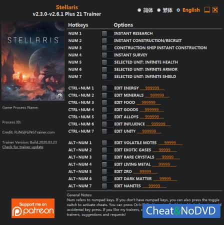 Stellaris  Trainer +21 v2.6.1 {FLiNG}