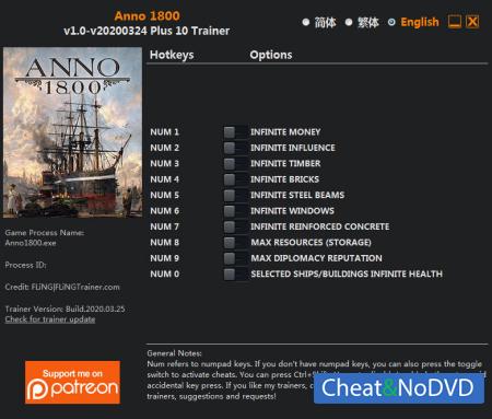 Anno 1800  Trainer +10 v2020.03.24 {FLiNG}