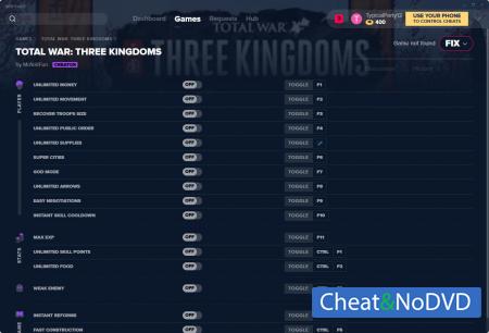 Total War: THREE KINGDOMS  Trainer +16 v03.04.2020 {MrAntiFun}