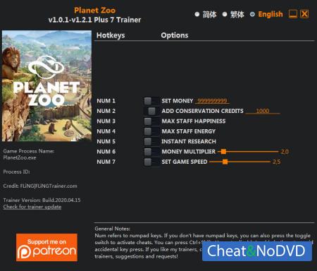 Planet Zoo  Trainer +7 v1.2.1 {FLiNG}