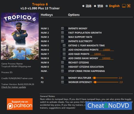 Tropico 6  Trainer +13 v1.090 {FLiNG}