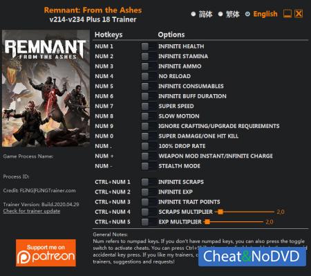 Remnant: From the Ashes  Trainer +18 v234 {FLiNG}