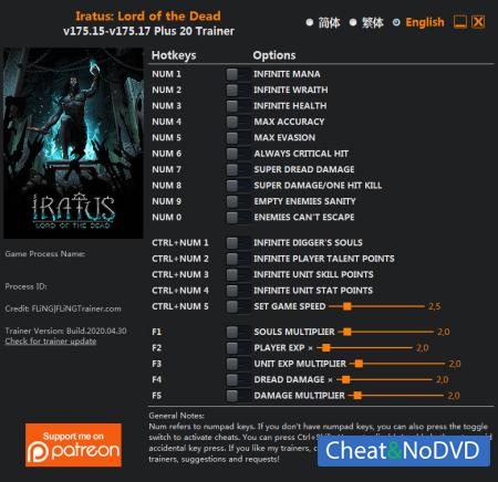 Iratus: Lord of the Dead  Trainer +20 v175.17 {FLiNG}