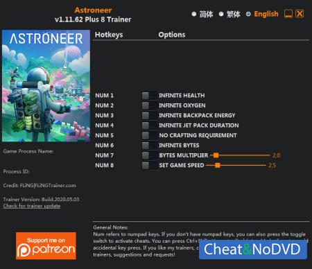 ASTRONEER  Trainer +8 v1.11.62 {FLiNG}