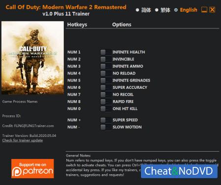 Call of Duty: Modern Warfare 2 - Campaign Remastered  Trainer +11 v1.0 {FLiNG}