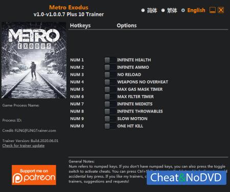 Metro Exodus  Trainer +10 v1.0.0.7 {FLiNG}