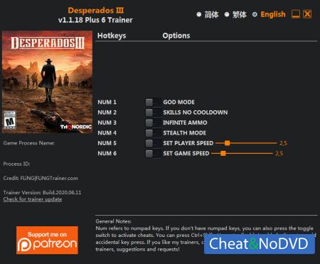 Desperados 3  Trainer +6 v1.1.18 {FLiNG}