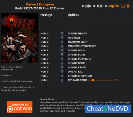 Darkest Dungeon  Trainer +12 Build 13287-25559 {FLiNG}