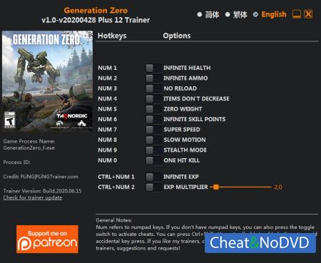 Generation Zero  Trainer +12 v2020.04.28 {FLiNG}