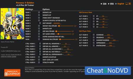 Persona 4 Golden  Trainer +29 v1.0 {FLiNG}