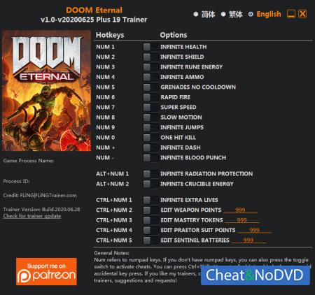 DOOM Eternal  Trainer +19 v2020.06.25 {FLiNG}