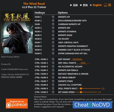 The Wind Road  Trainer +21 v1.8 {FLiNG}