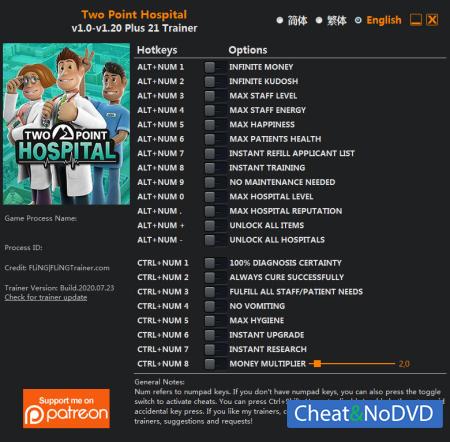 Two Point Hospital  Trainer +21 v1.20 {FLiNG}