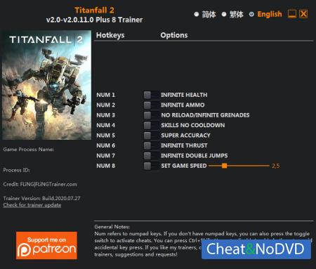 Titanfall 2  Trainer +8 v2.0.11.0 {FLiNG}