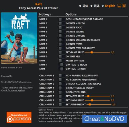 Raft  Trainer +20 Early Access Update 11 {FLiNG}